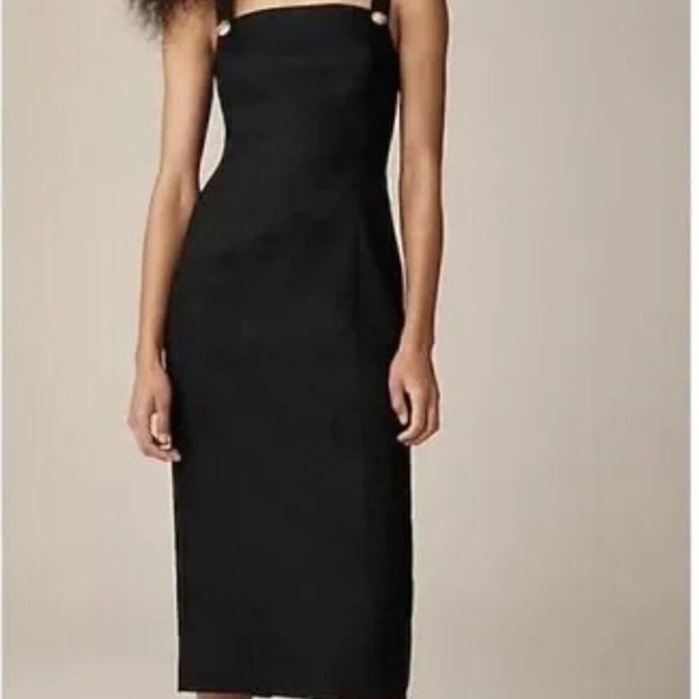 J.crew Colleen Stretch linen-blend sheath dress in Black NWT size 10 - Picture 4 of 14